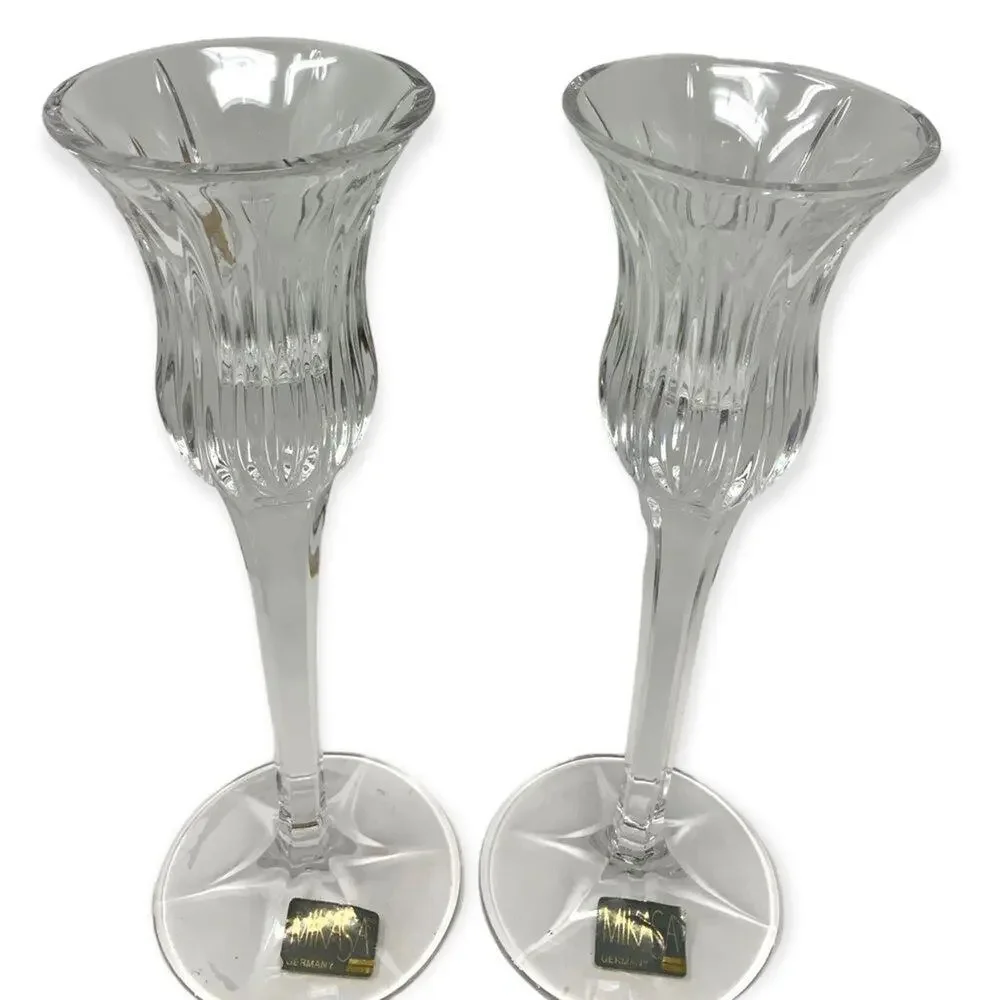Mikasa Icicles Crystal Candlestick Holders Set of 2 NWT